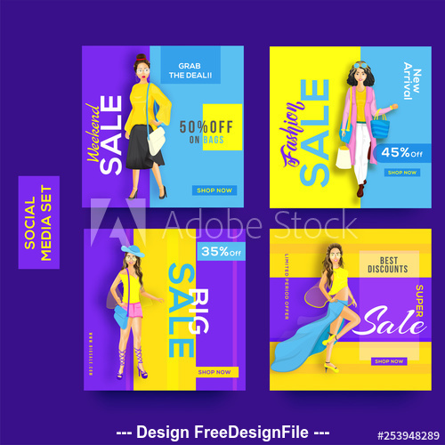 Female clothing discount poster design vector
