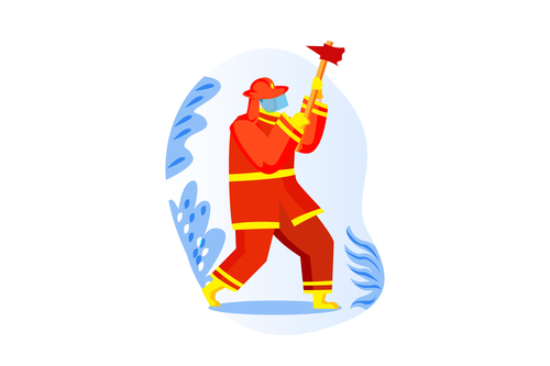 Firefighter cartoon with an axe vector