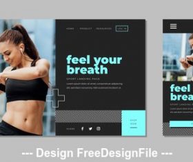Fitness page template design card vector