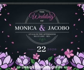 Flower background wedding invitation design vector