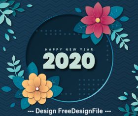 Flower decoration 2020 christmas new year card vector