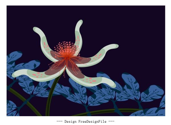 Flower painting 3d dark colored vector material