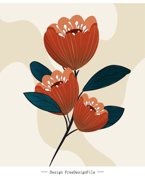 Flower painting colored classical vector