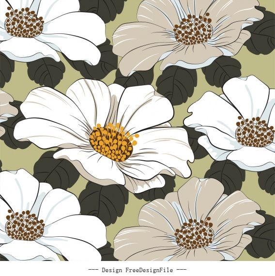Flowers background blossom classical vector design
