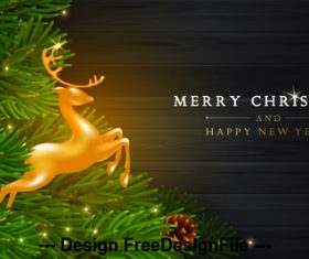 Flying deer with christmas background vector