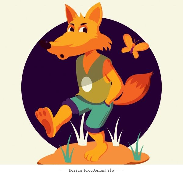 Fox animal funny stylized cartoon character vector material