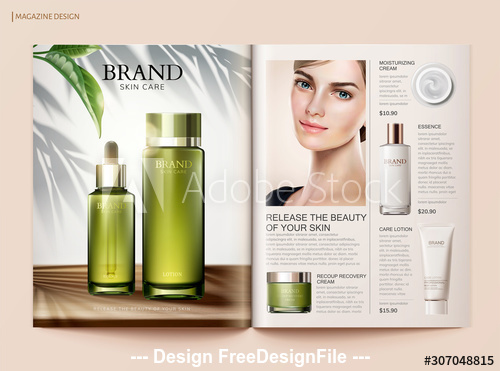 Fresh skin care magazine vector template