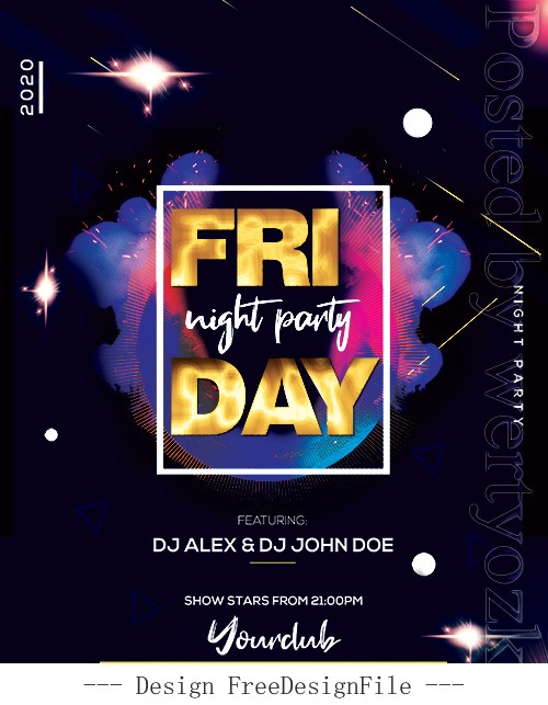 Friday Night Party Flyer PSD Template