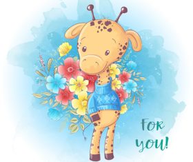 Funny cartoon deer illustration vector