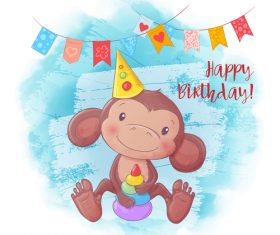 Funny cartoon monkey illustration vector
