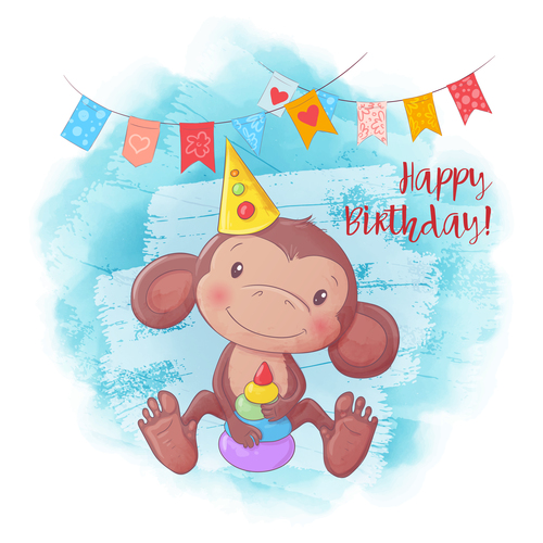 Funny cartoon monkey illustration vector