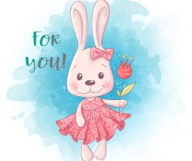Funny cartoon rabbit illustration vector