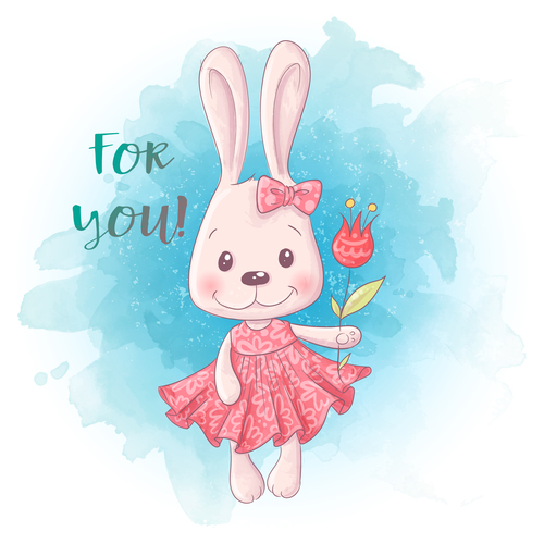 Funny cartoon rabbit illustration vector