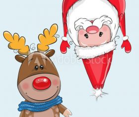Funny christmas card cartoon vector