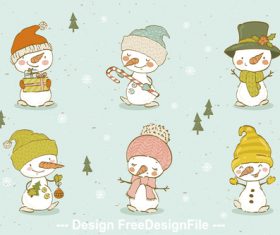 Funny snowman cartoon background vector