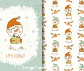 Funny snowman illustrations cartoon background vector