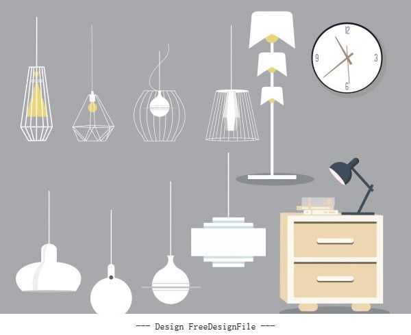 Furnitures icons colored contemporary vector