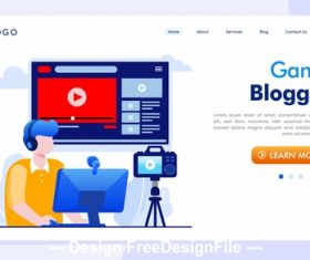 Game blogger cartoon illustration vector