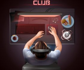 Gaming club top view vector