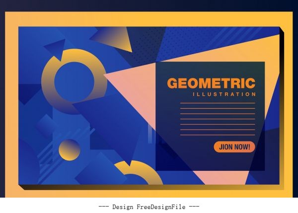 Geometric background template modern colorful flat decor set vector