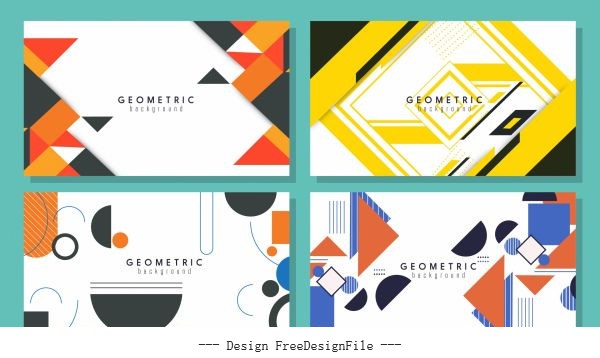 Geometric background templates flat colorful decor vectors material