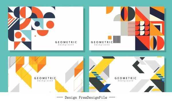 Geometrical background templates modern colorful flat decor vector