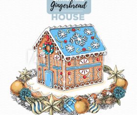 Gingerbread house illustration vector