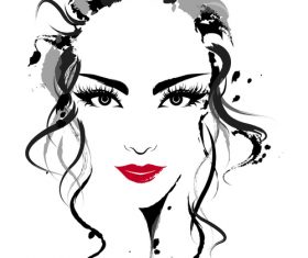 Girl ink painting vector