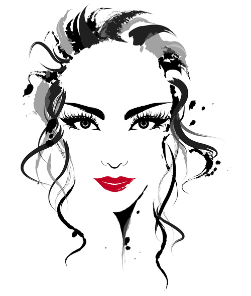 Girl ink painting vector