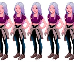 Girl with different expressions vector