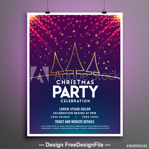 Glittering christmas party flyer vector