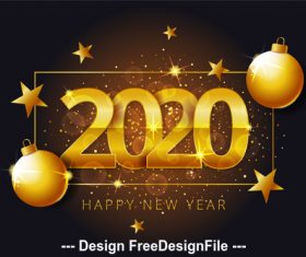 Golden background 2020 christmas new year vector