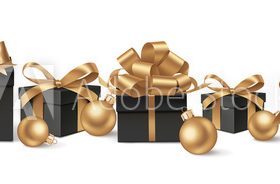 Golden christmas ball and gift box vector
