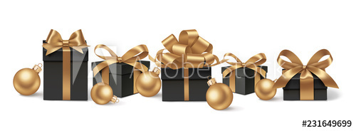 Golden christmas ball and gift box vector