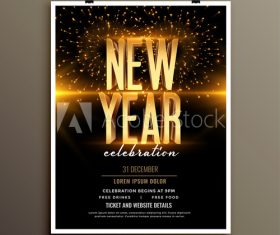 Golden new year alphabet celebration cover flyer template design vector