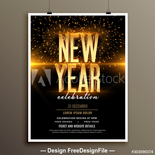 Golden new year alphabet celebration cover flyer template design vector