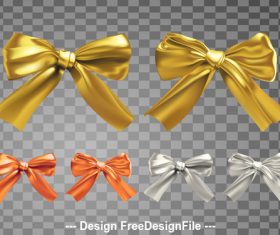 Golden silk realistic bows vector