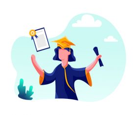 Graduation cartoon illustration vector