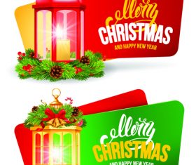 Green and red christmas card banner vector