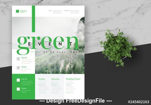 Green event flyer layout vector