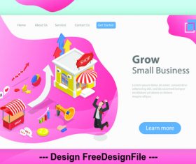 Grow small business flat isometric vector 3d concept illustration