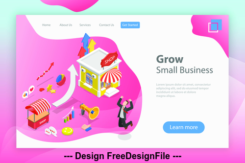 Grow small business flat isometric vector 3d concept illustration