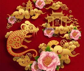 Happy Rat New Year 2020 silhouette illustration vector