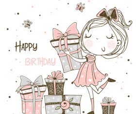 Happy birthday cartoon background illustration vector