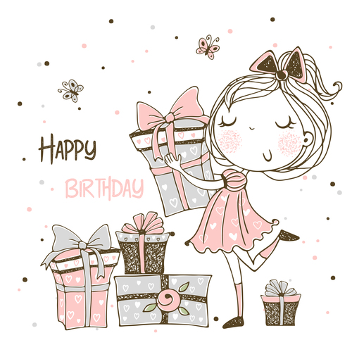 Happy birthday cartoon background illustration vector free download