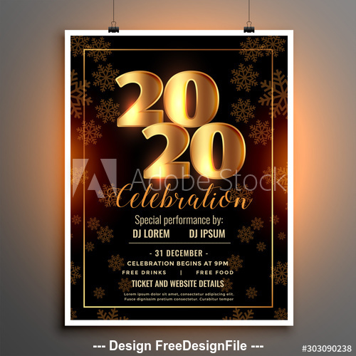 Happy new year party flyer vector