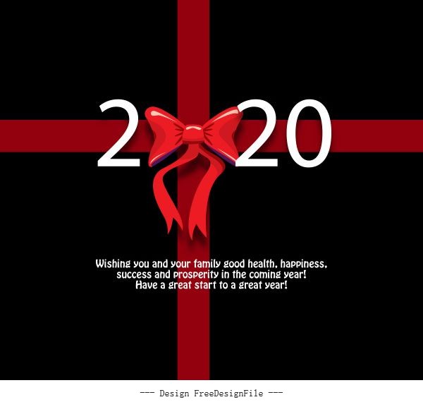 Happy new year 2020 with ribbon card vector