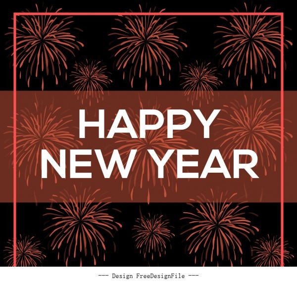 Happy new year writing and dark background vectors material