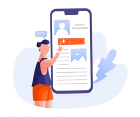 Health app cartoon illustration vector