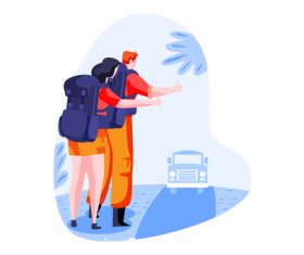Hitchhiking cartoon vector